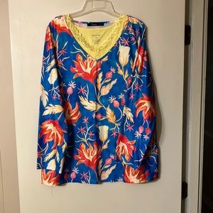 Sakurafina floral top 1X with white stag yellow sleeves under top XL
